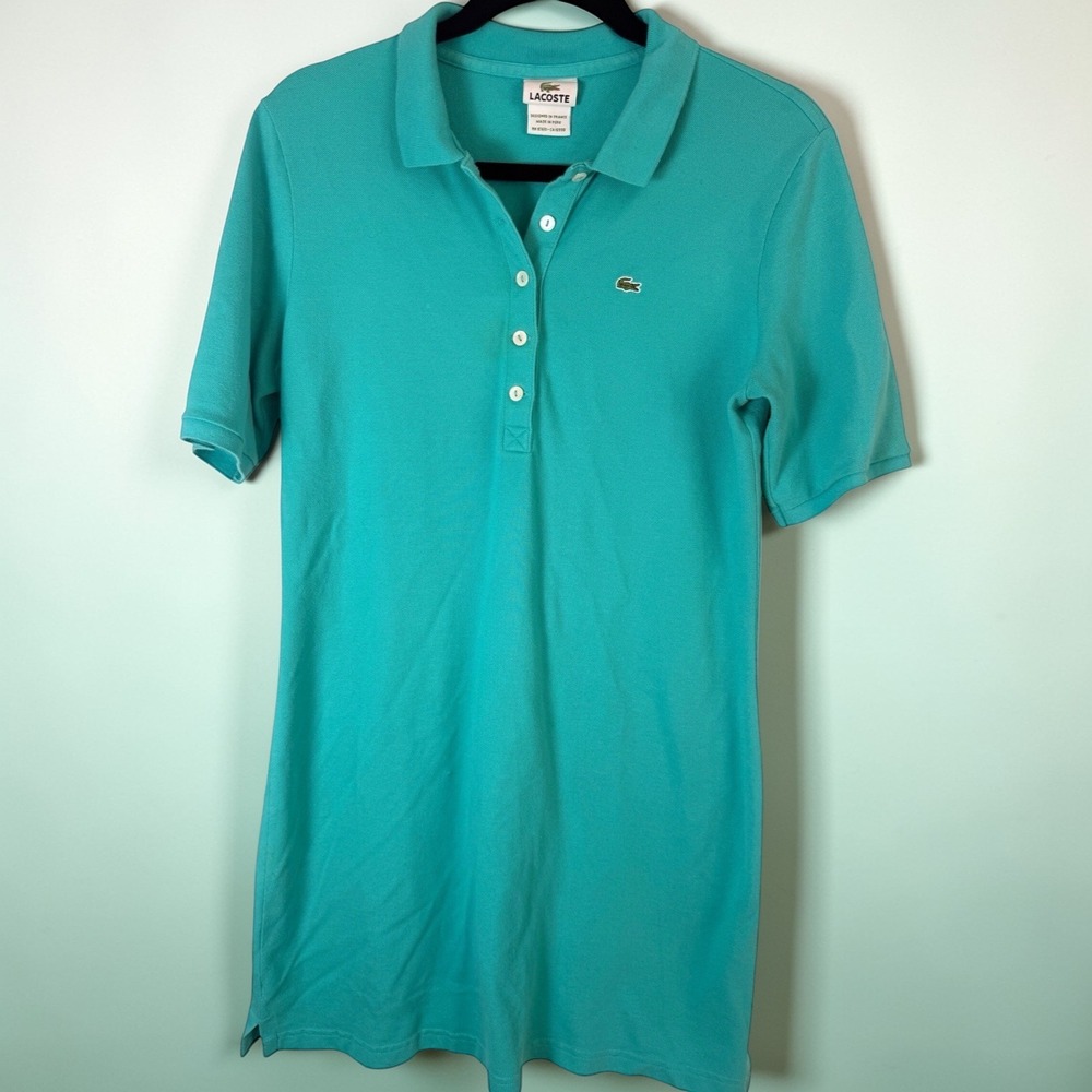 Lacoste Womens Turquoise Green Cotton Pique Short‎ Sleeve Polo Shirt 4811L
